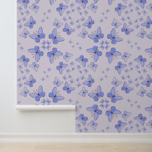 Schmetterling Kaleidoskop in Blue & Lavender Tapete
