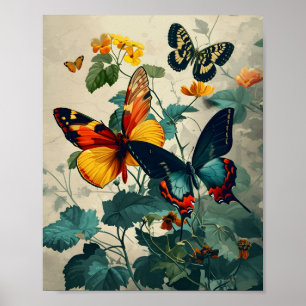Schmetterling-Kaleidoskop: Vintage Poster