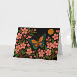 Schmetterling Kirschblüten Mond Karte