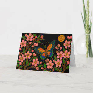 Schmetterling Kirschblüten Mond Karte