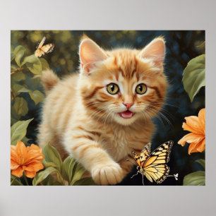 *~* Schmetterling Kitty Blume 5:4 Kätzchen AP68 Poster