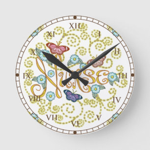 Schmetterling-Krankenschwester-Uhr  Runde Wanduhr