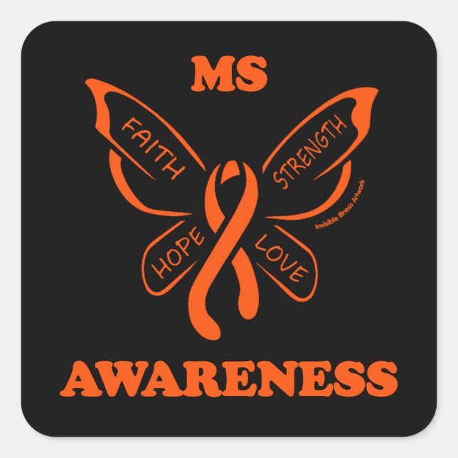 Schmetterling/Krieger...MS Quadratischer Aufkleber (Vorderseite)