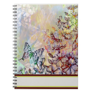 Schmetterling, Libelle und Blumen Notizblock