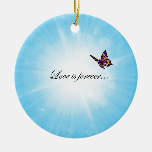 Schmetterling "LIEBE ist Forever " Keramikornament (Vorne)