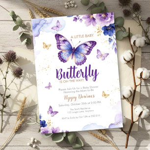 Schmetterling Lila Blau Florale Babyparty Einladung