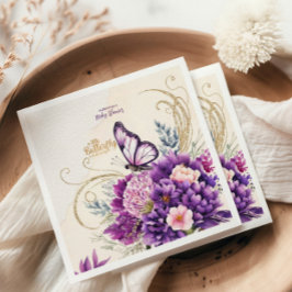 Schmetterling Lila Blütenpinsel Girl Way Babydusch Serviette