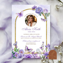Schmetterling Lila Floral Trauer Einladung