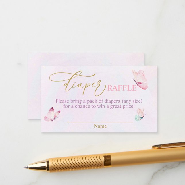 Schmetterling-Lila-rosa-Windeln Begleitkarte (Vorderseite/Rückseite Beispiel)