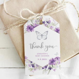 Schmetterling lila silber Babyparty Dankeschön Geschenkanhänger