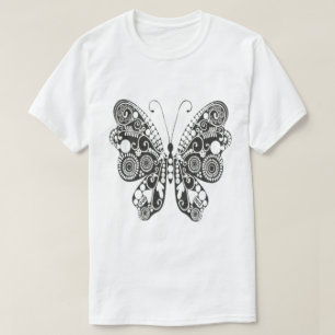 Schmetterling-Malbuch-Stil künstlerisches T-Shirt