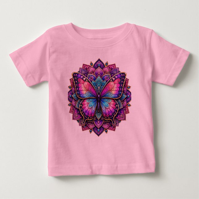 Schmetterling Mandala Kinder T-Shirt | Bunt (Vorderseite)