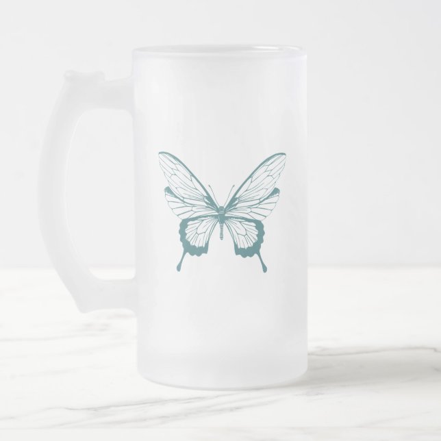 Schmetterling Mattglas Bierglas (Links)