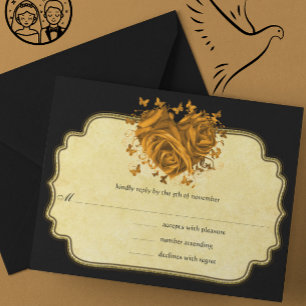 Schmetterling Metallic Gold Herz Gold Falsches Per RSVP Karte