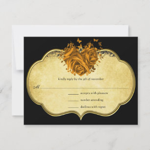 Schmetterling Metallic Gold Herz Gold Falsches Per RSVP Karte
