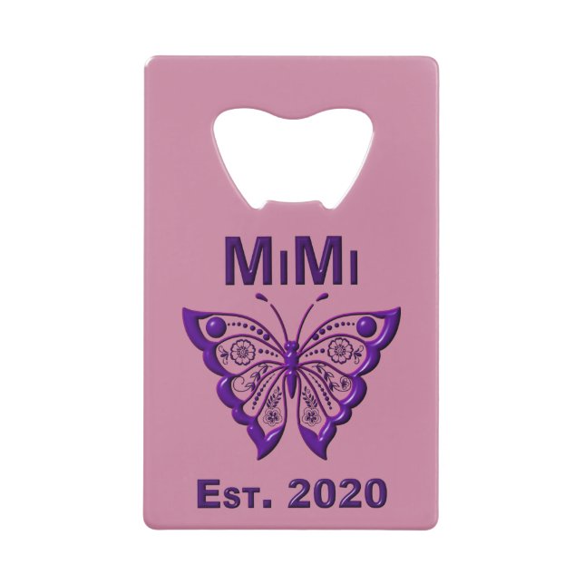 Schmetterling Mimi "Est 2020" Geldbeutel Flaschenöffner (Vorderseite)