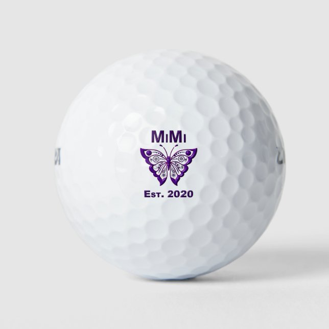 Schmetterling Mimi "Est 2020" Golfball (Vorderseite)