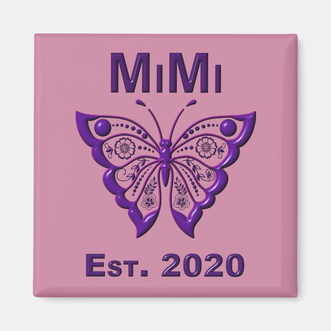 Schmetterling Mimi "Est 2020" Magnet (Vorne)