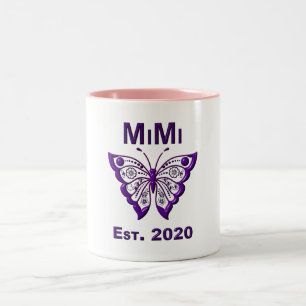 Schmetterling Mimi "Est 2020" Zweifarbige Tasse