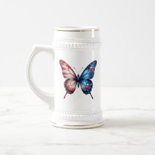 Schmetterling mit amerikanischer Flagge Bierglas