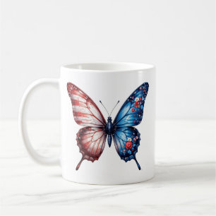 Schmetterling mit amerikanischer Flagge Kaffeetasse