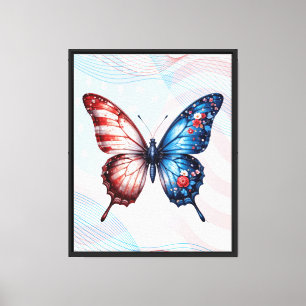 Schmetterling mit amerikanischer Flagge Leinwanddruck