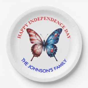 Schmetterling mit amerikanischer Flagge Pappteller