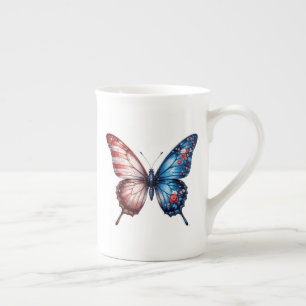 Schmetterling mit amerikanischer Flagge Prozellantasse