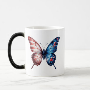 Schmetterling mit amerikanischer Flagge Verwandlungstasse