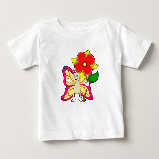 Schmetterling mit Blume Baby T-shirt (Vorderseite)