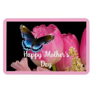 Schmetterling mit Blume Foto Magnet