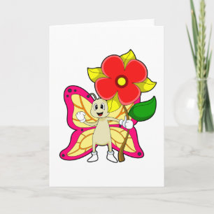 Schmetterling mit Blume Karte