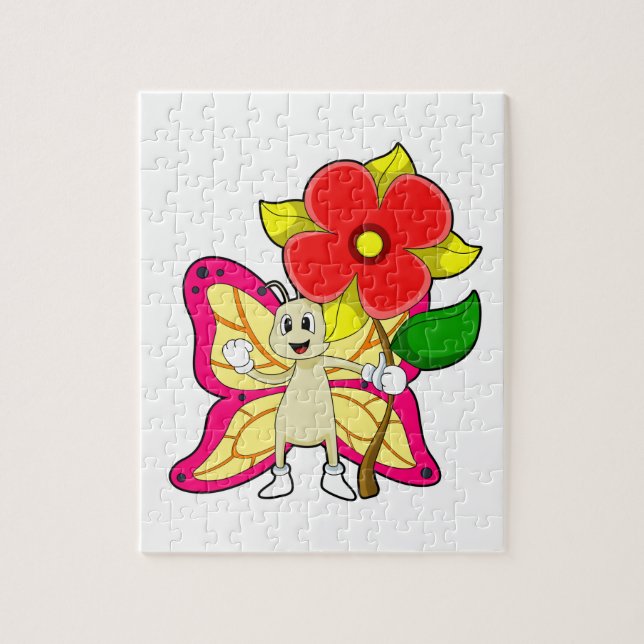 Schmetterling mit Blume Puzzle (Vertikal)