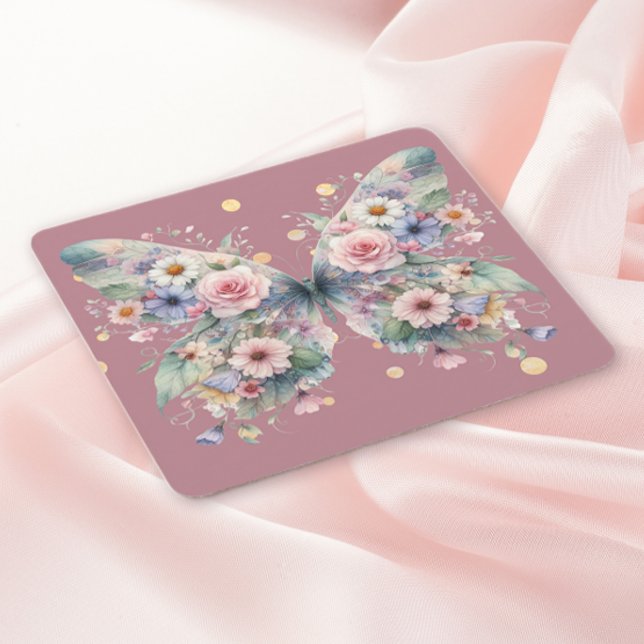 Schmetterling mit Blumenmuster Rechteckiger Pappuntersetzer (Von Creator hochgeladen)
