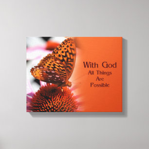 Schmetterling mit dem inspirierenden Zitat Gottes Leinwanddruck