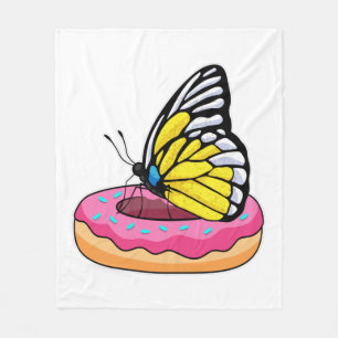 Schmetterling mit Donut Fleecedecke