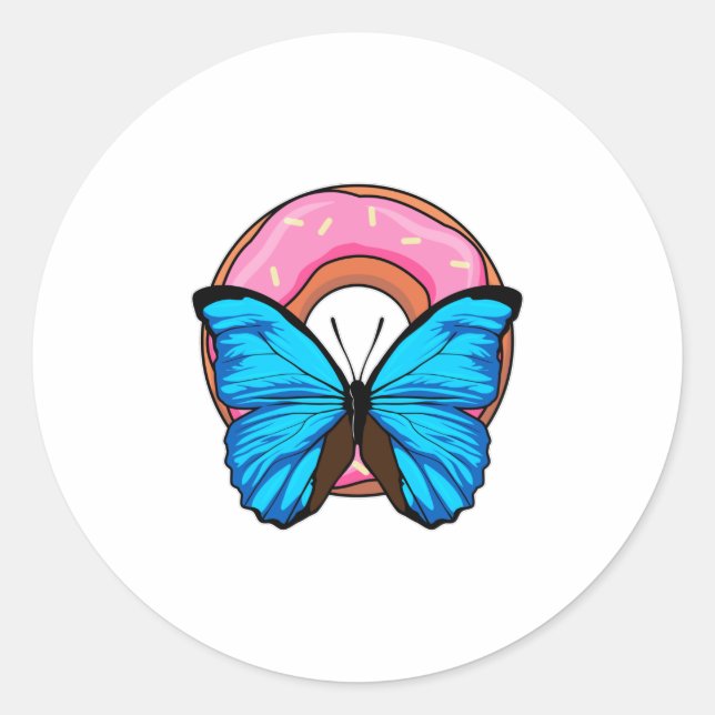 Schmetterling mit Donut Runder Aufkleber (Vorderseite)