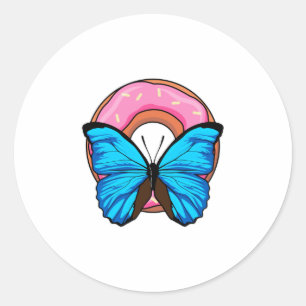 Schmetterling mit Donut Runder Aufkleber