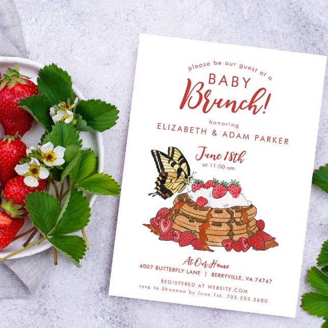 Schmetterling mit Erdbeeren Baby Brunch Dusche Einladung (Von Creator hochgeladen)