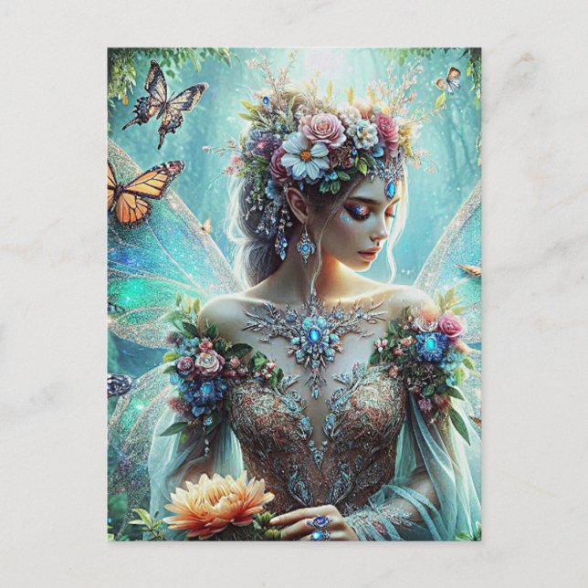 Schmetterling mit Fairy Tapestry Postkarte (Vorderseite)