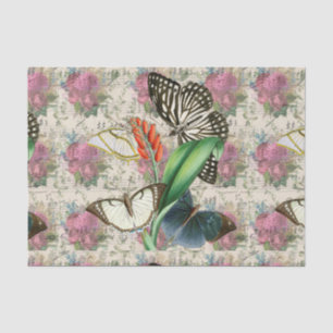 Schmetterling mit floralem Vintage-Muster Seidenpapier