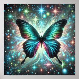 Schmetterling mit galaktischem Glühen und glühende Poster