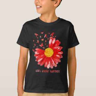 Schmetterling mit Gänseblümchen rotes Band Herzkra T-Shirt