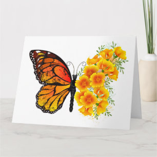 Schmetterling mit gelbem Kalifornischen Klatschmoh Karte