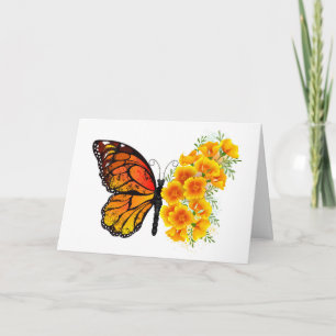 Schmetterling mit gelbem Kalifornischen Klatschmoh Karte