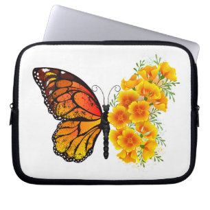Schmetterling mit gelbem Kalifornischen Klatschmoh Laptopschutzhülle