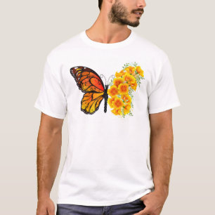 Schmetterling mit gelbem Kalifornischen Klatschmoh T-Shirt