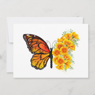 Schmetterling mit gelbem Kalifornischen Mohn Einladung