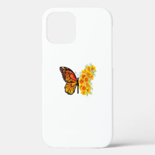 Schmetterling mit gelbem Kalifornischen Mohn iPhone 12 Hülle