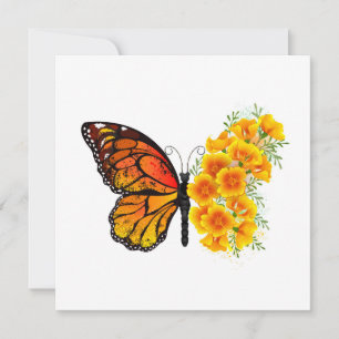 Schmetterling mit gelbem Kalifornischen Mohn Karte